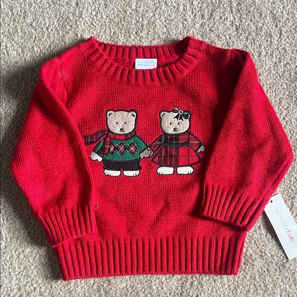 Wonderkids Red Sweater with Bear Design